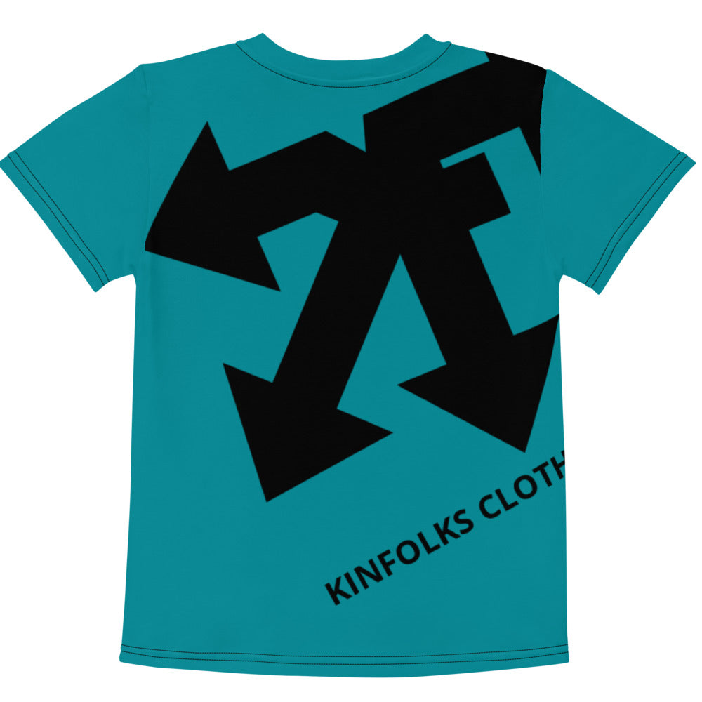 Kids crew neck t-shirt blue/green